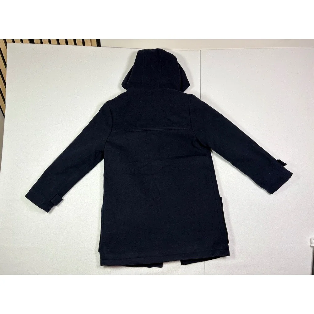 Rothschild Kids Navy Blue Toggle Duffle Coat Hooded Quilted Plaid Lining Large